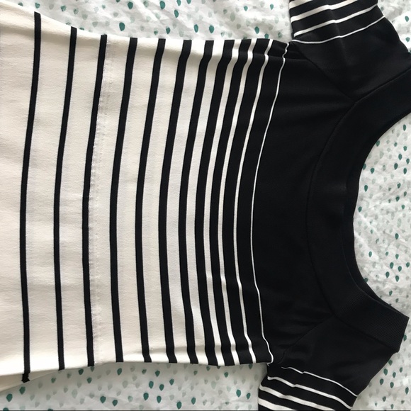 BCBGMAXAZRIA Black White Agnese Gradient Stripe Mid-length Cocktail Dress Large - Picture 7 of 14